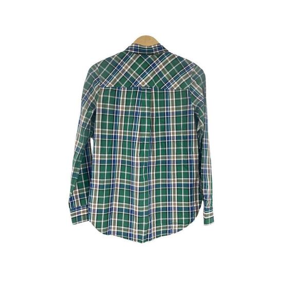 J Crew Green Blue Womens Button Up Plaid Shirt Womens XS - Picture 4 of 6